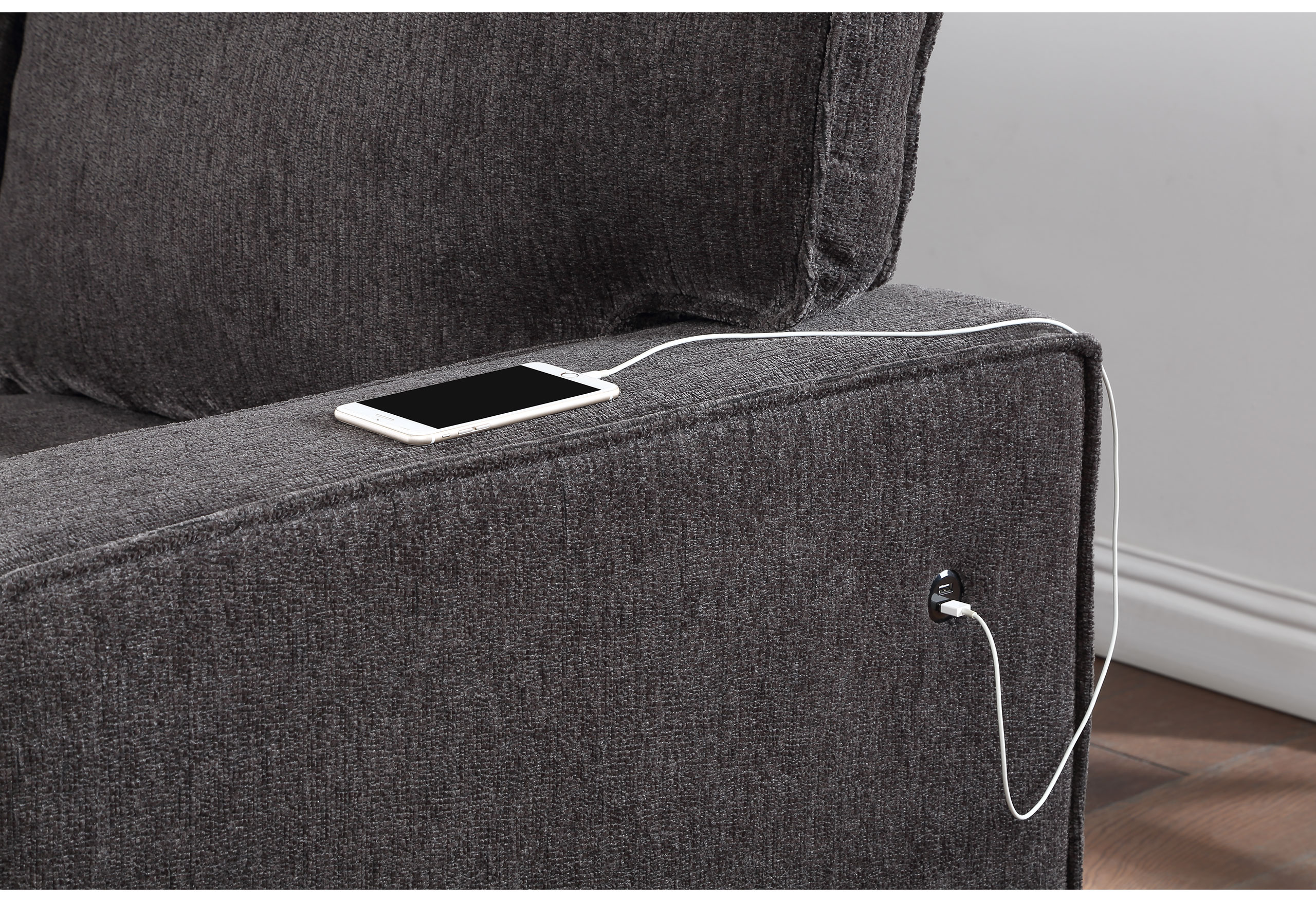 U0203 - Reversible Pull Out Fabric Sofa Bed - Dark Gray - Image 9