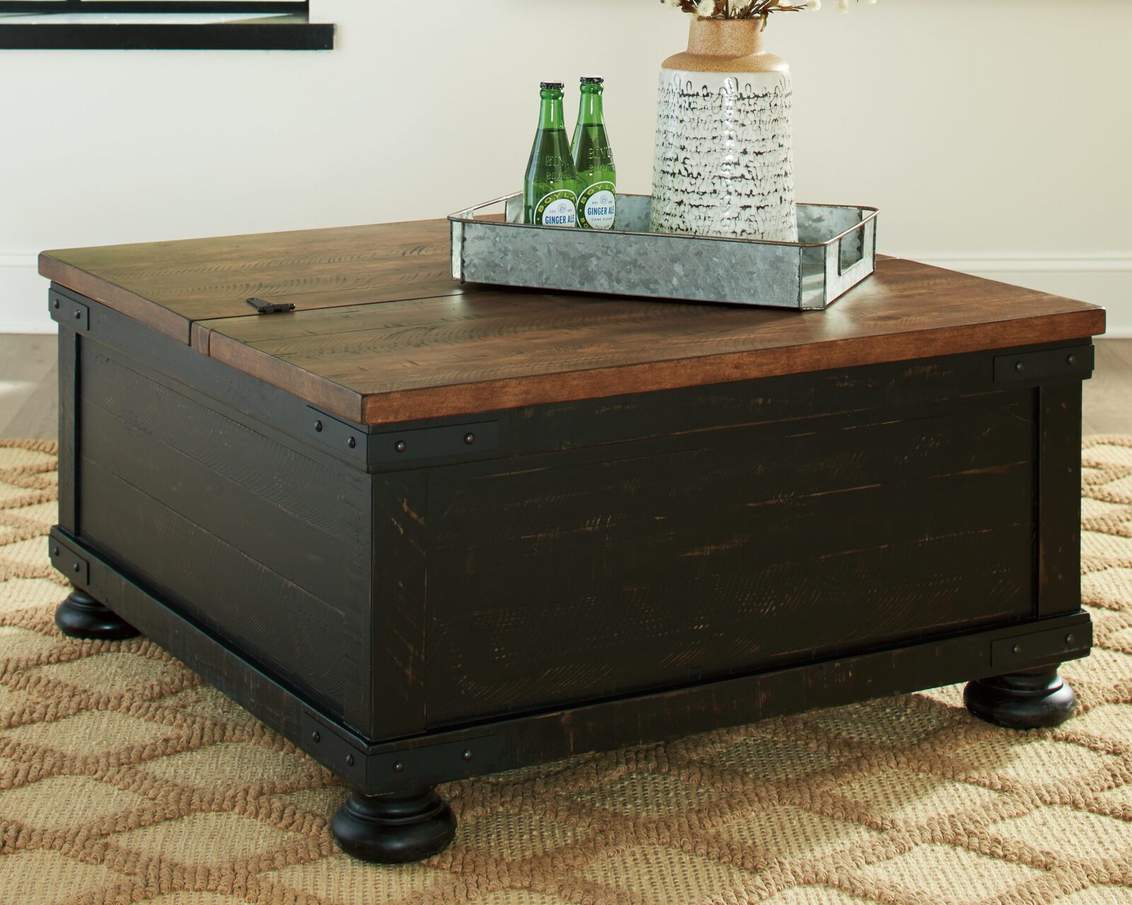 Valebeck - Lift Top Cocktail Table - Black / Brown - Image 2