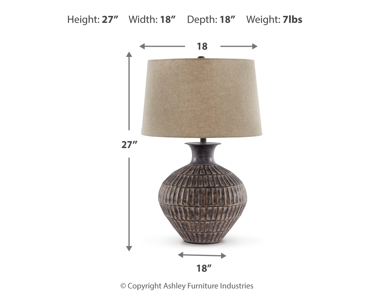 Magan - Metal Table Lamp - Antique Bronze Finish - Image 4