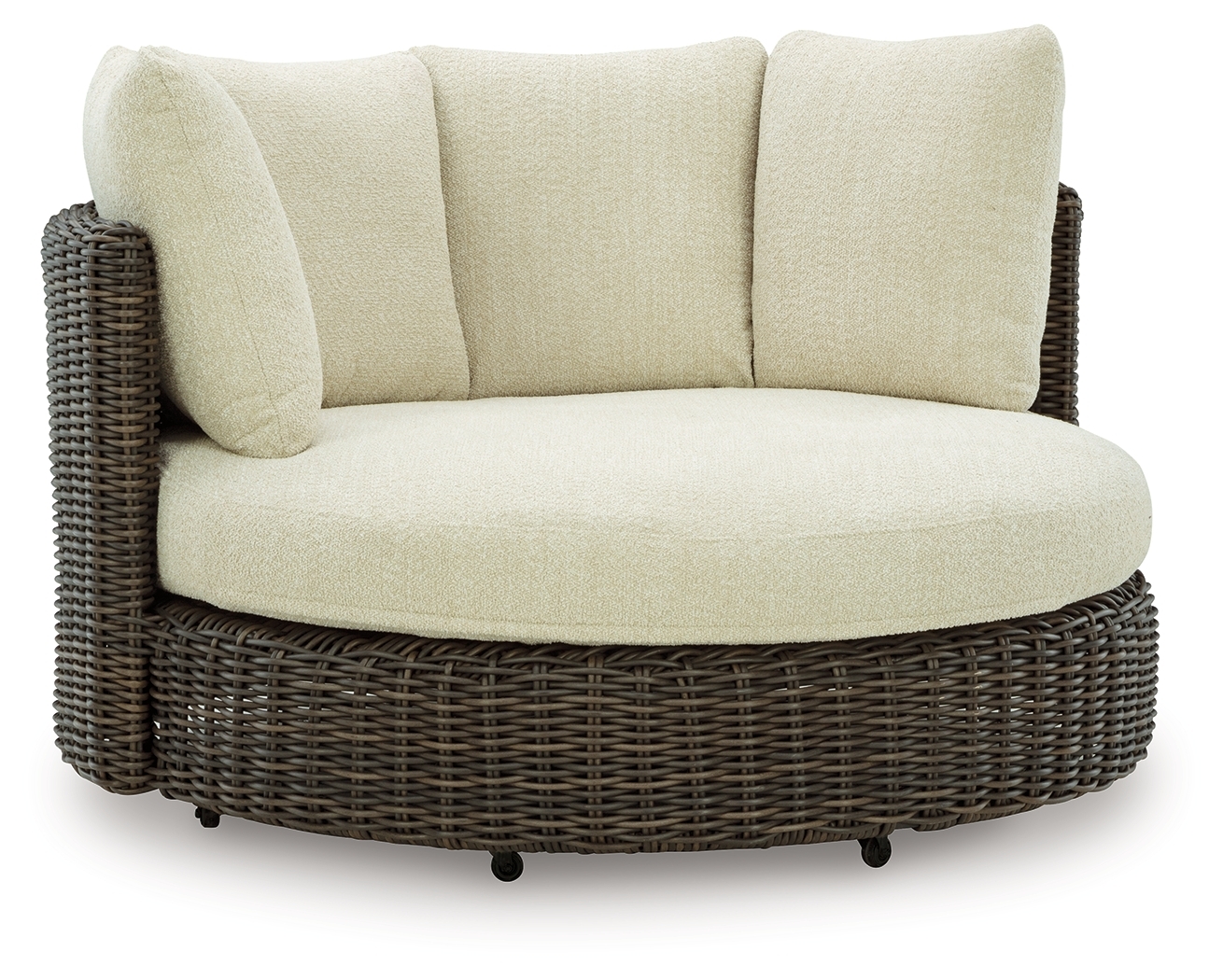 Kimora - Swivel Lounge Chair With Cushion - Beige / Dark Brown
