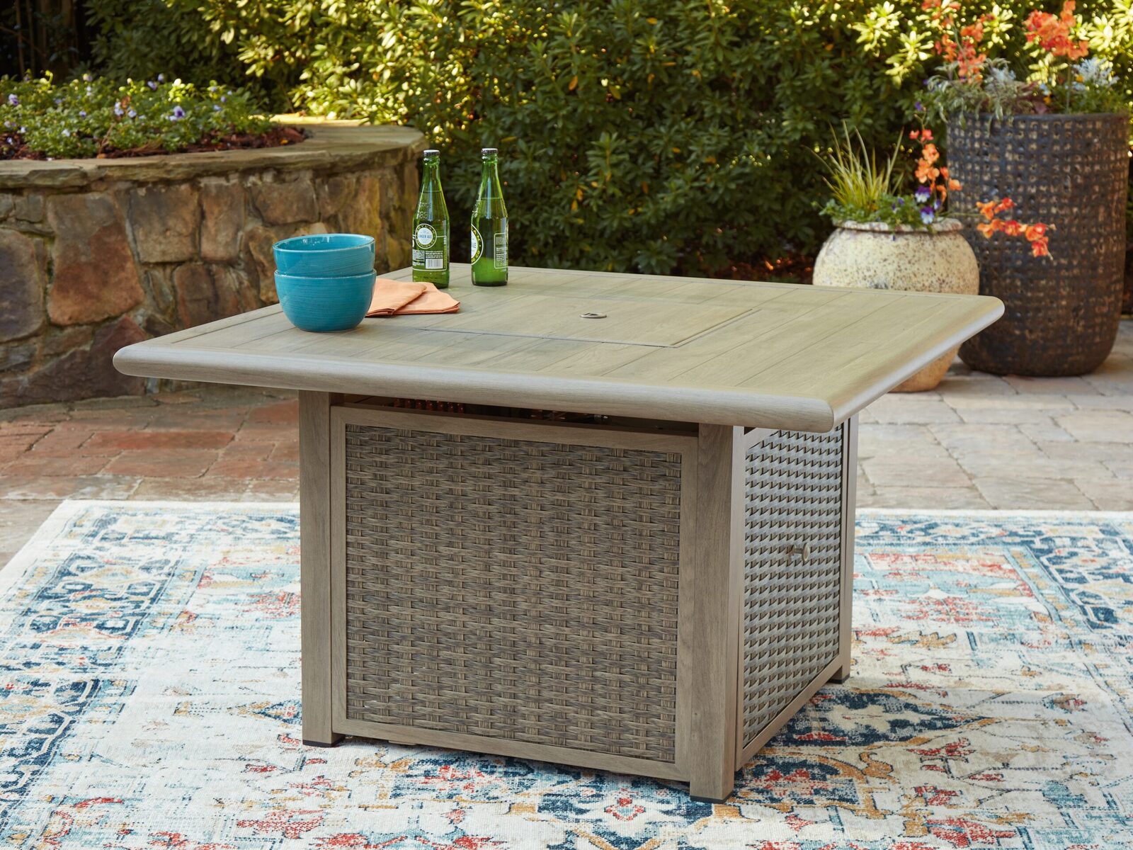 Cliff Trails - Square Fire Pit Table - Beige - Image 7