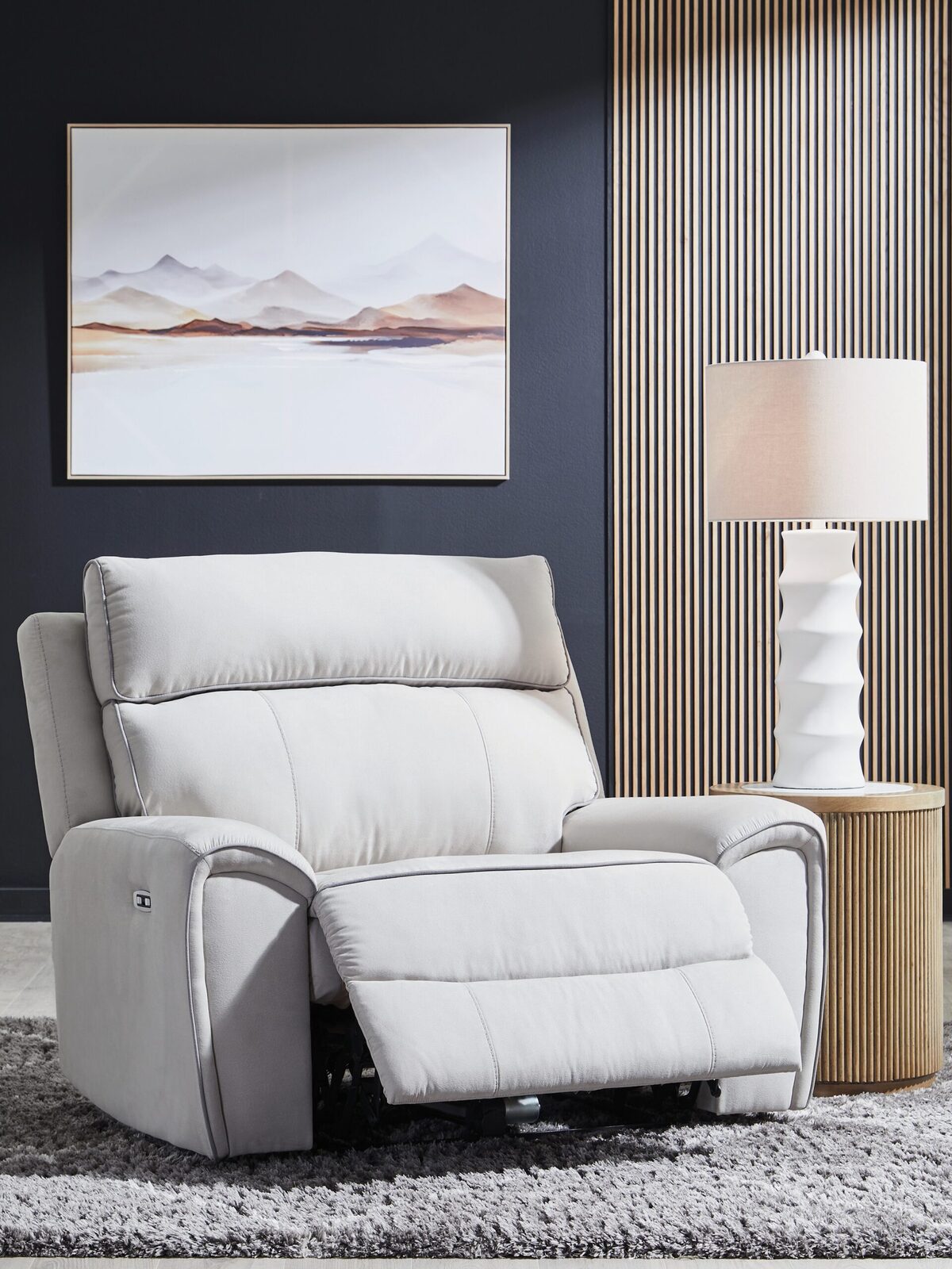Social Pointe - Power Recliner / Adjustable Headrest - Pearl / Ash - Image 6
