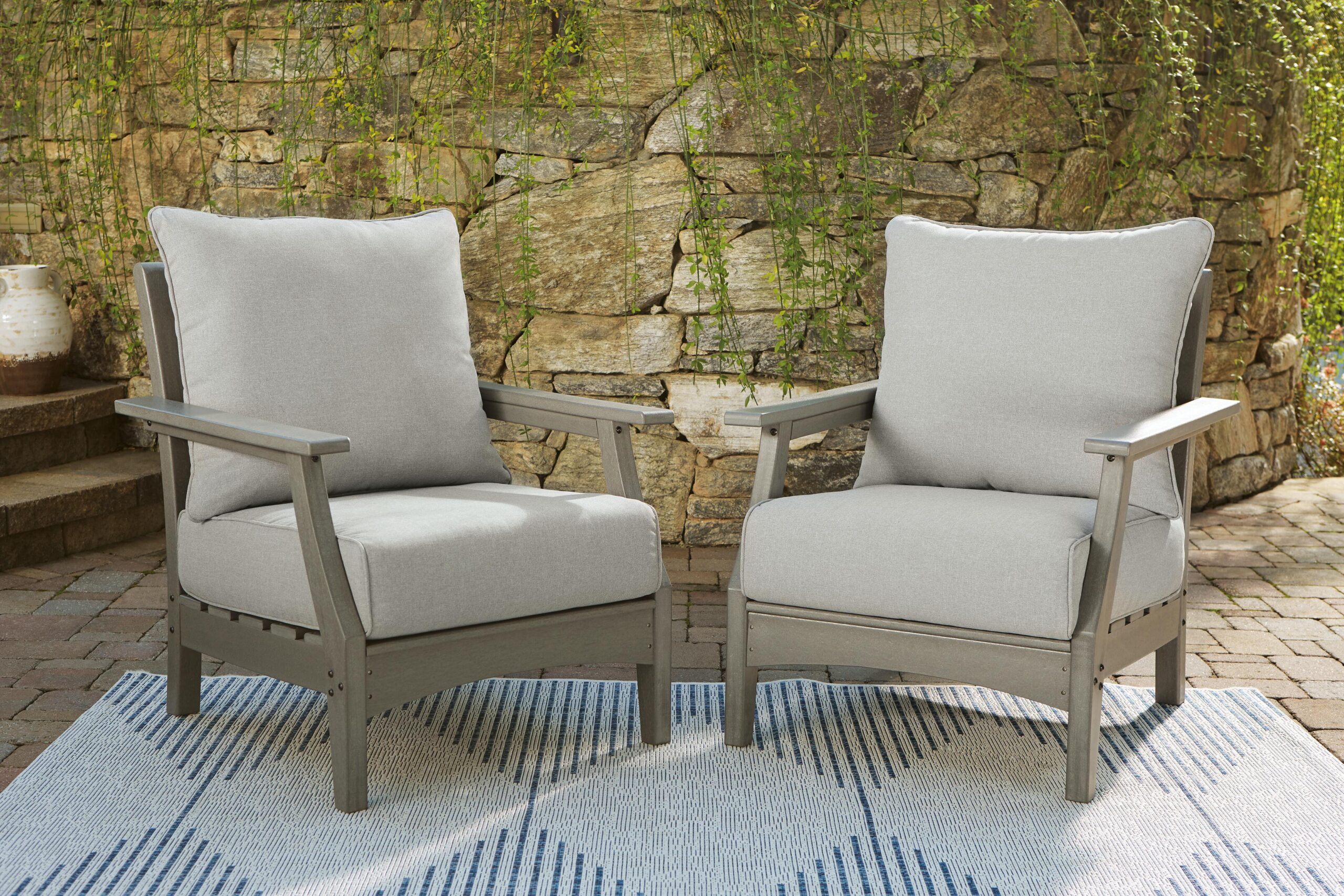 Visola - Lounge Chair w/Cushion (Set of 2) - Gray - Image 2