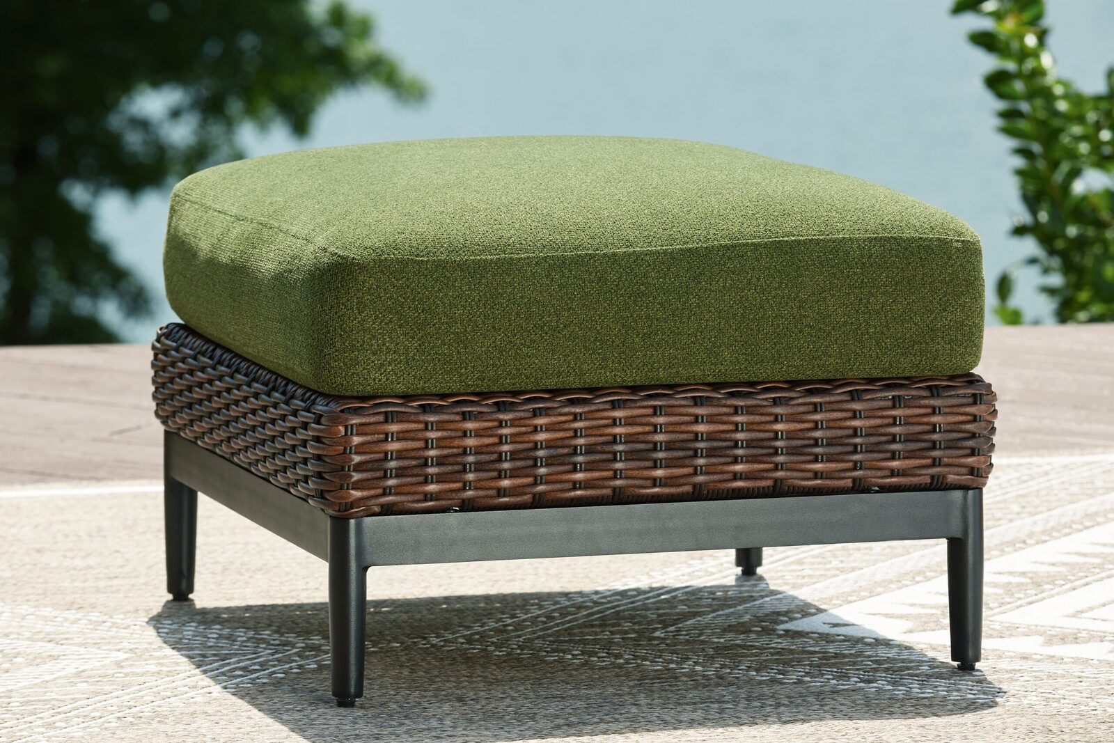 Horizon Hall - Ottoman With Cushion - Brown / Green - Image 2
