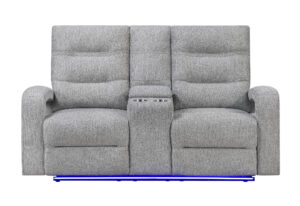 U6611 - Power Console Reclining Loveseat With LED - Dark Gray