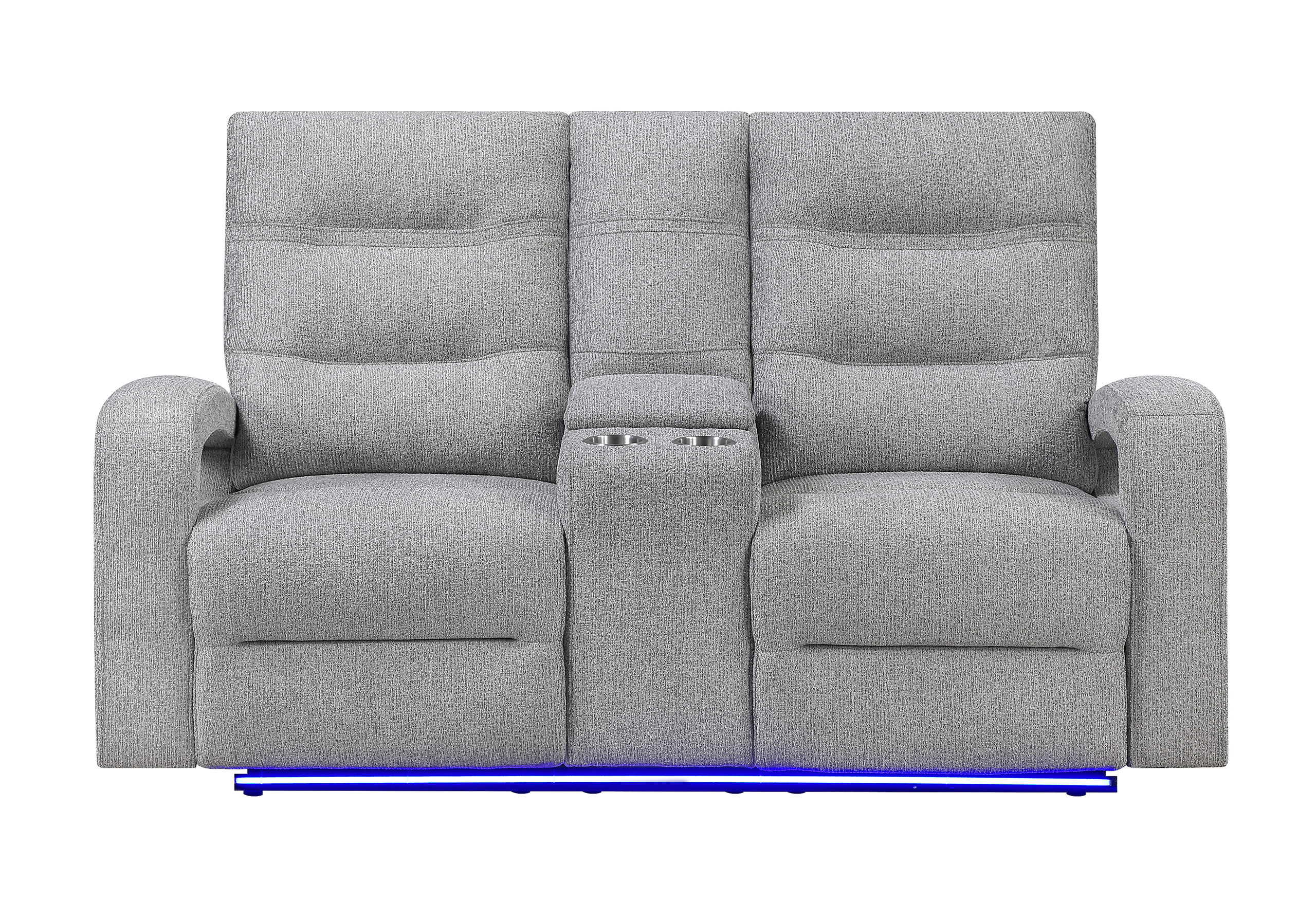 U6611 - Power Console Reclining Loveseat With LED - Dark Gray