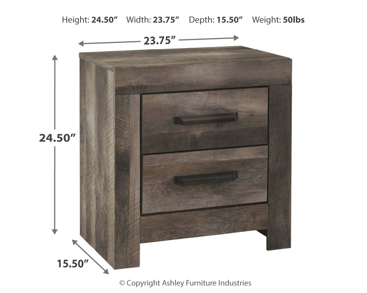 Wynnlow - Two Drawer Night Stand - Gray - Image 4