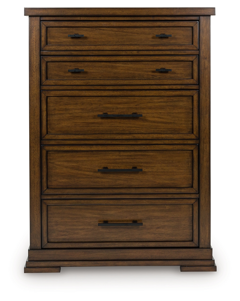 Taffenbrook - Five Drawer Chest - Medium Brown - Image 2