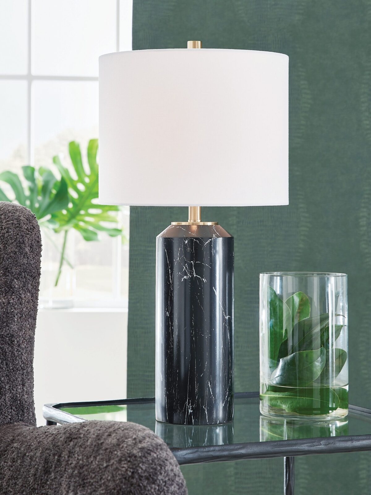 Hanzila - Poly Table Lamp - Black / Gold Finish - Image 2
