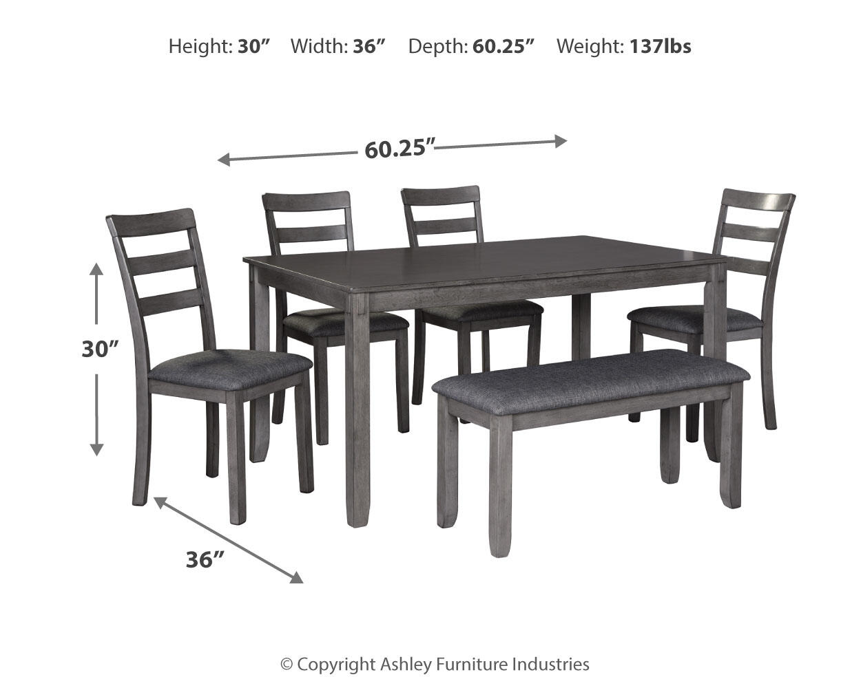 Bridson - RECT DRM Table Set (Set of 6) - Gray - Image 4