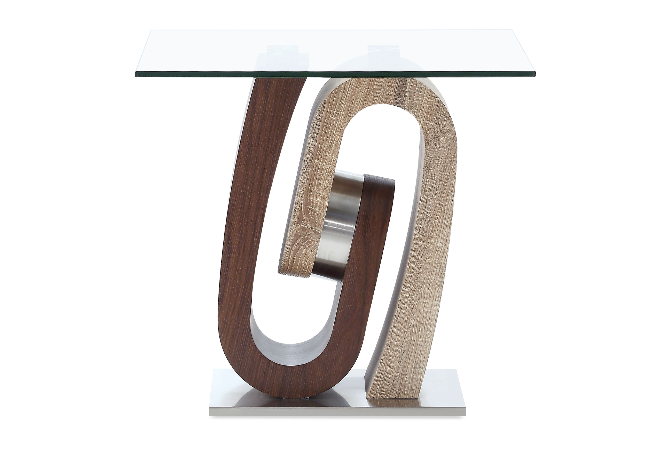 T4126 - End Table - Dark Brown / Oak / Silver - Image 2