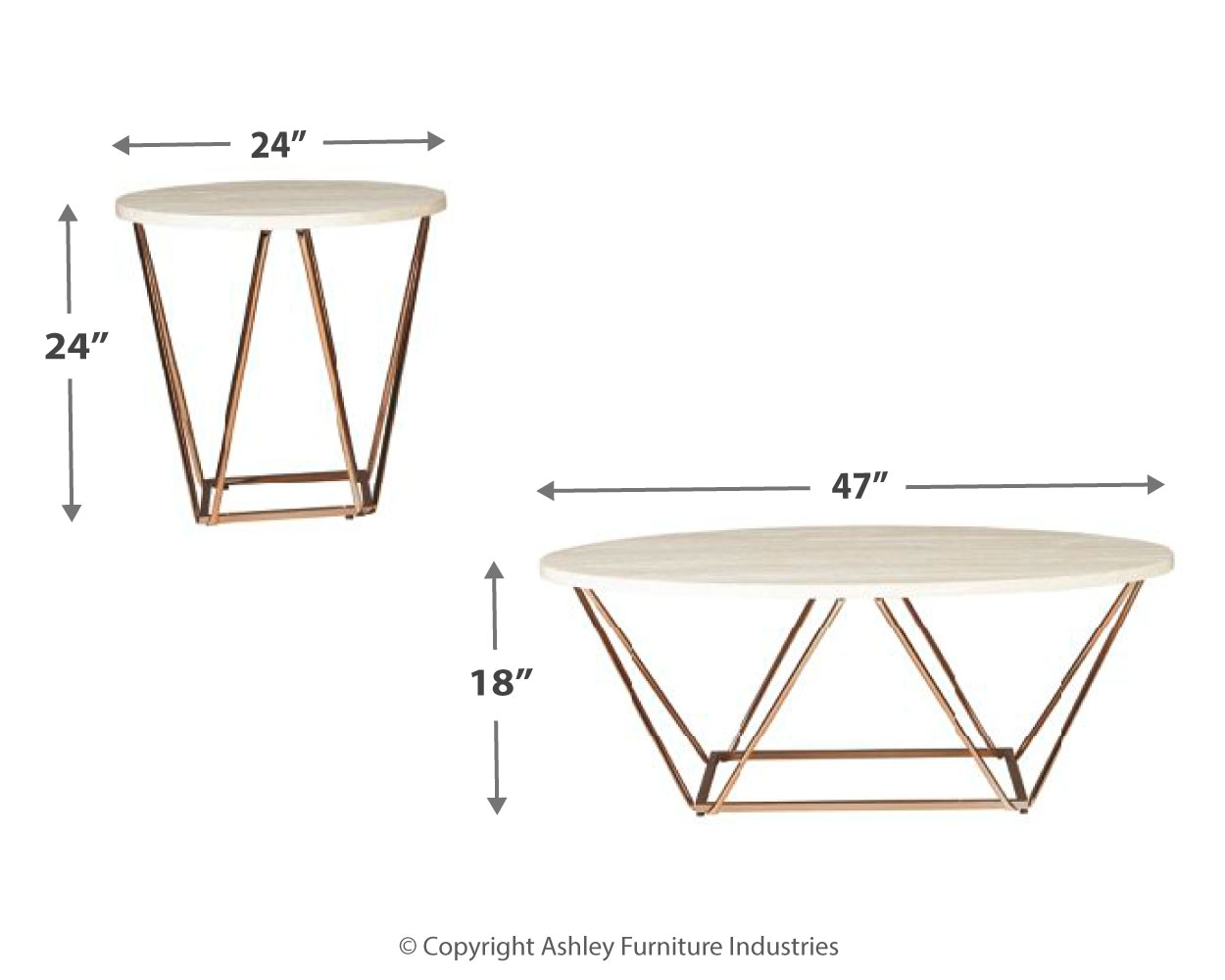 Tarica - Occasional Table Set (Set of 3) - White / Metallic - Image 4