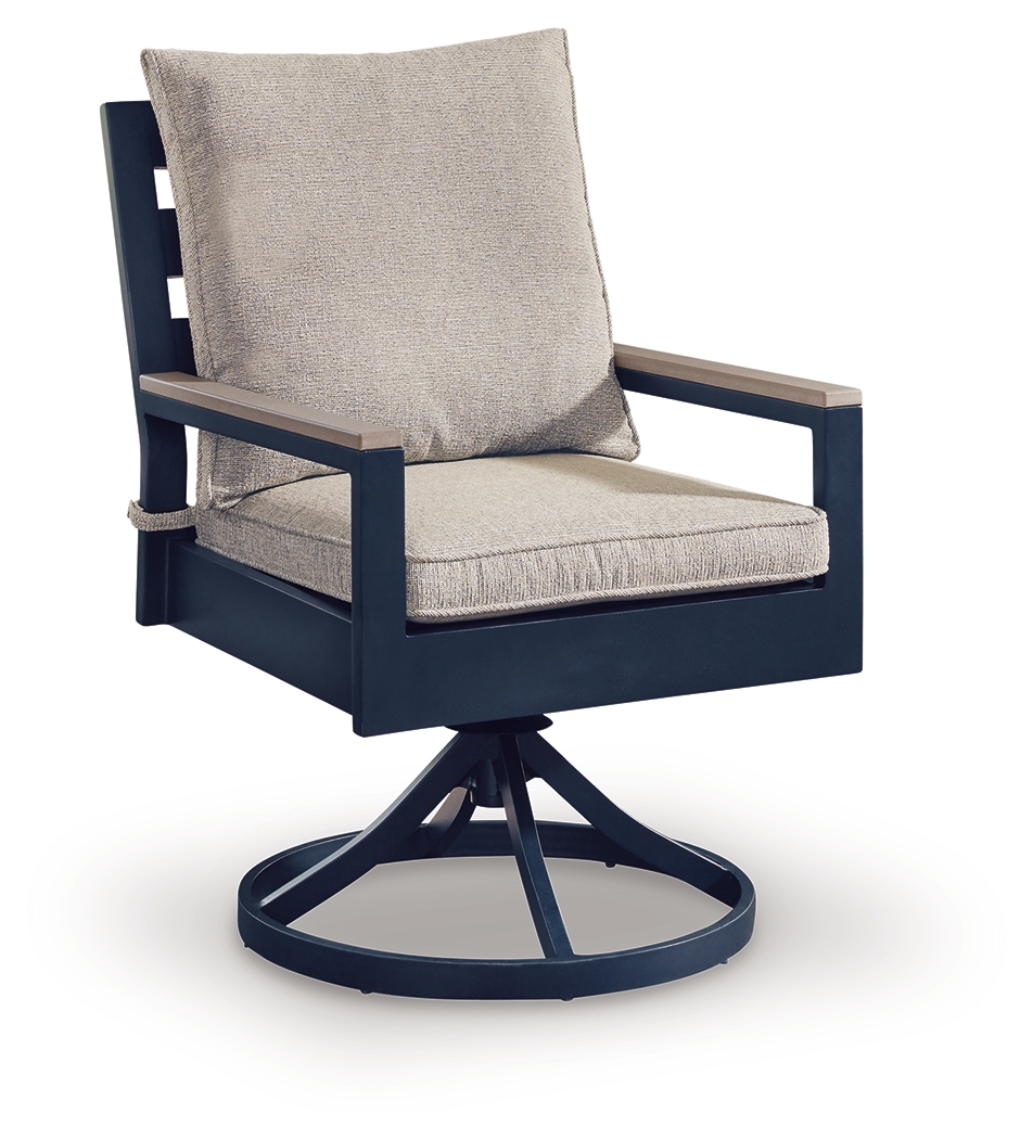 East Beach - Swivel Chair With Cushion (Set of 2) - Blue - Image 3