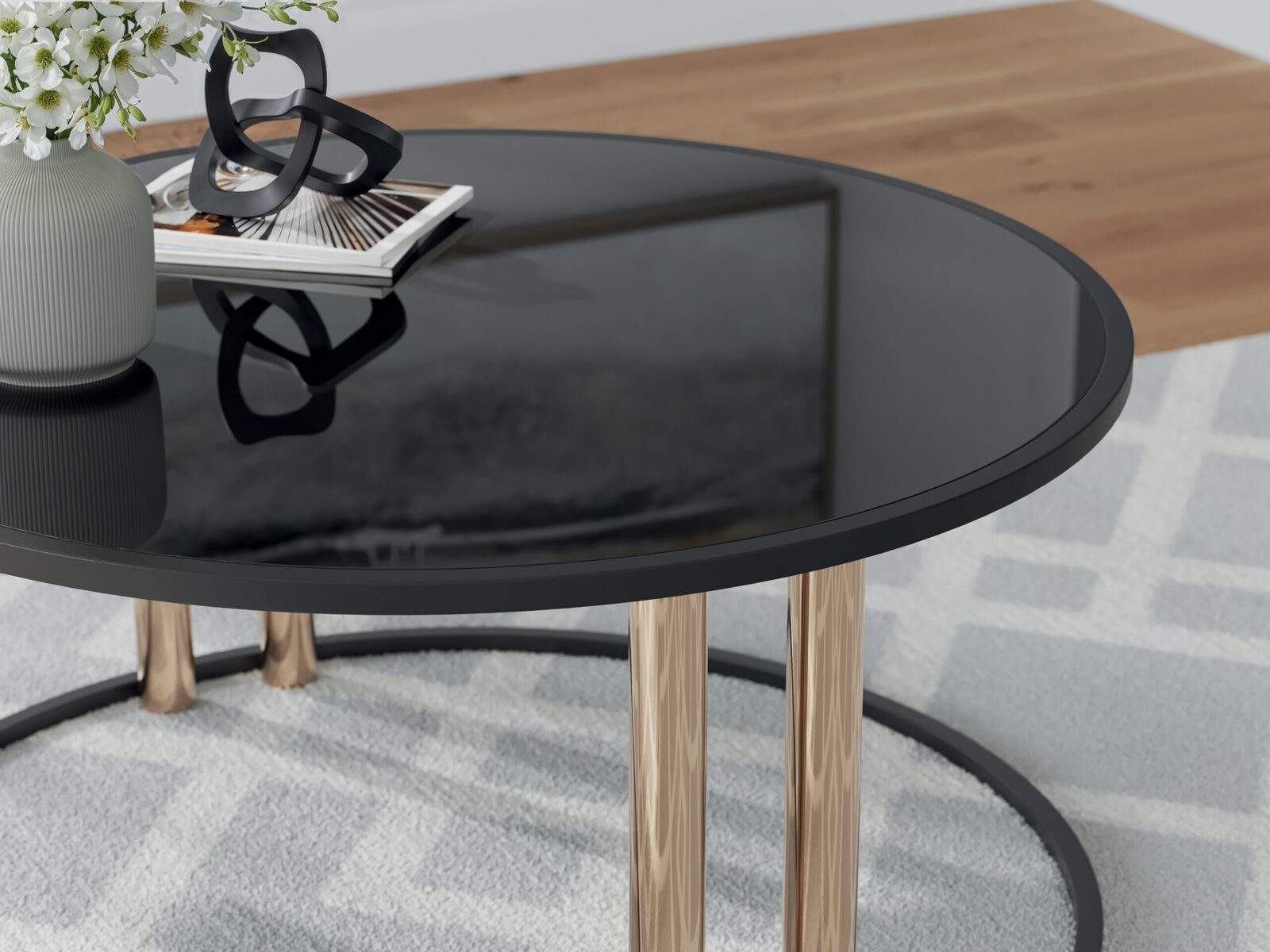 Hannerly - Occasional Table Set (Set of 3) - Black / Gold Finish - Image 4