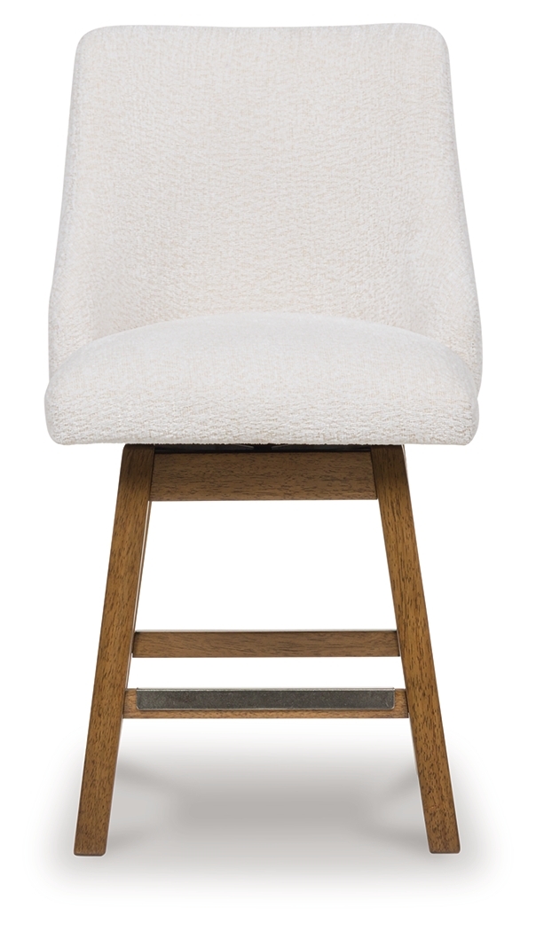 Cabalynn - Upholstered Swivel Barstool (Set of 2) - Oatmeal / Light Brown - Image 4