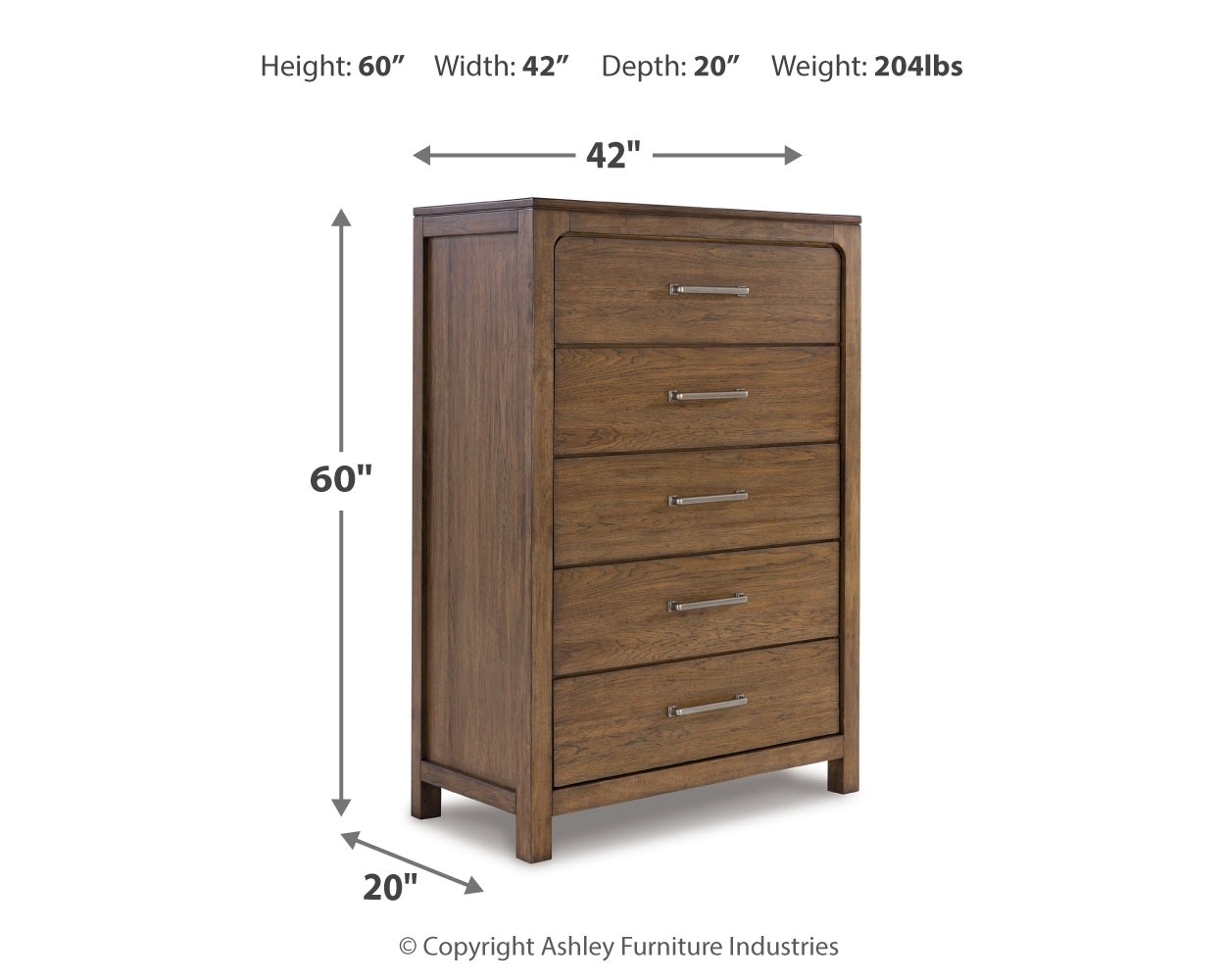 Cabalynn - Five Drawer Chest - Light Brown - Image 12
