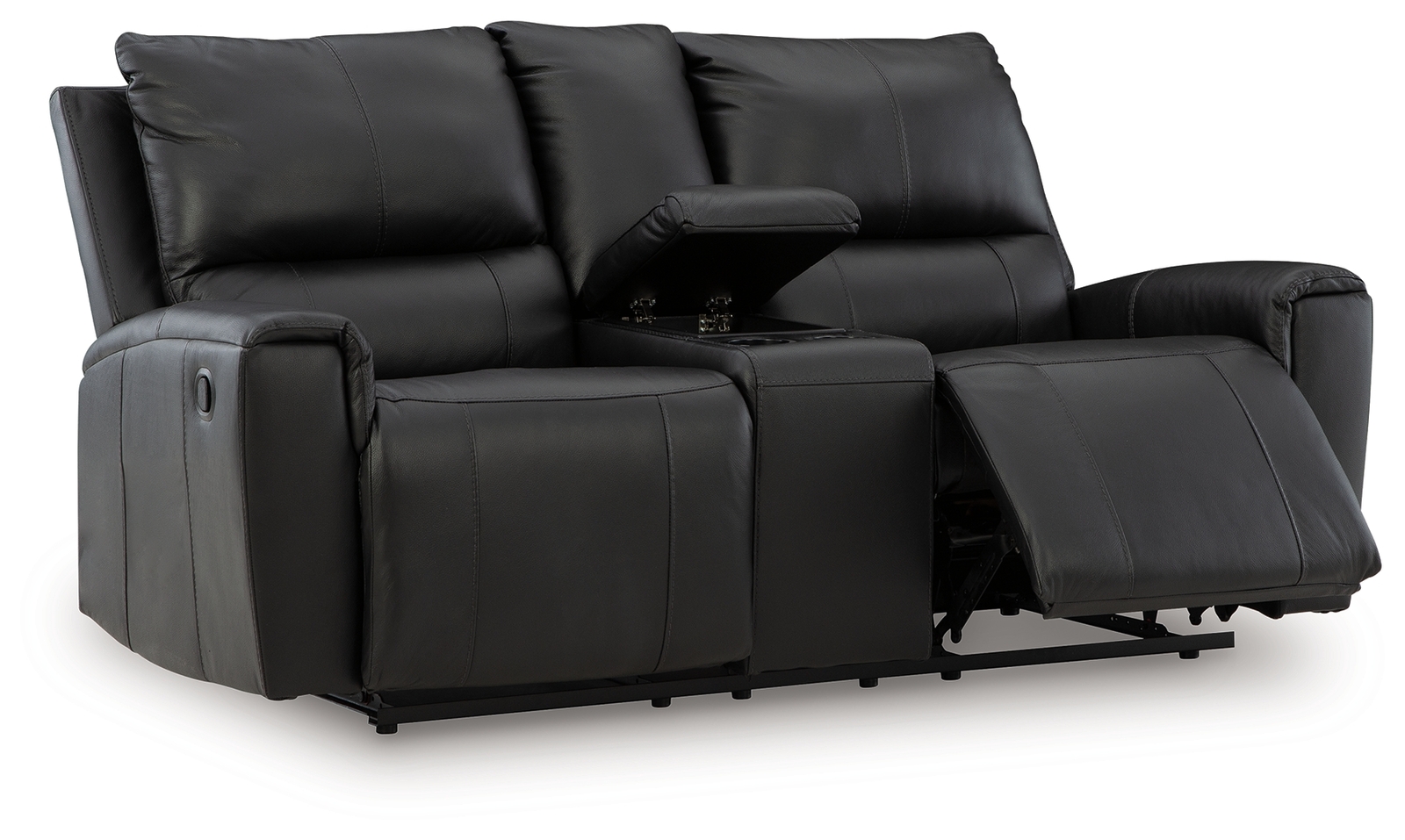 Glossmore - Reclining Loveseat With Console - Black - Image 3