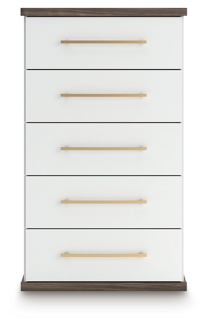 Kendanport - Five Drawer Chest - Brown / White - Image 4