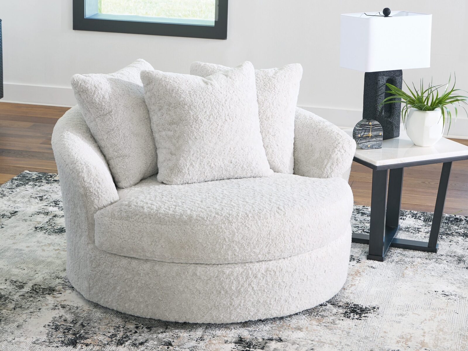Cuddle Plush - Oversized Swivel Accent Chair - Arctic - Image 5