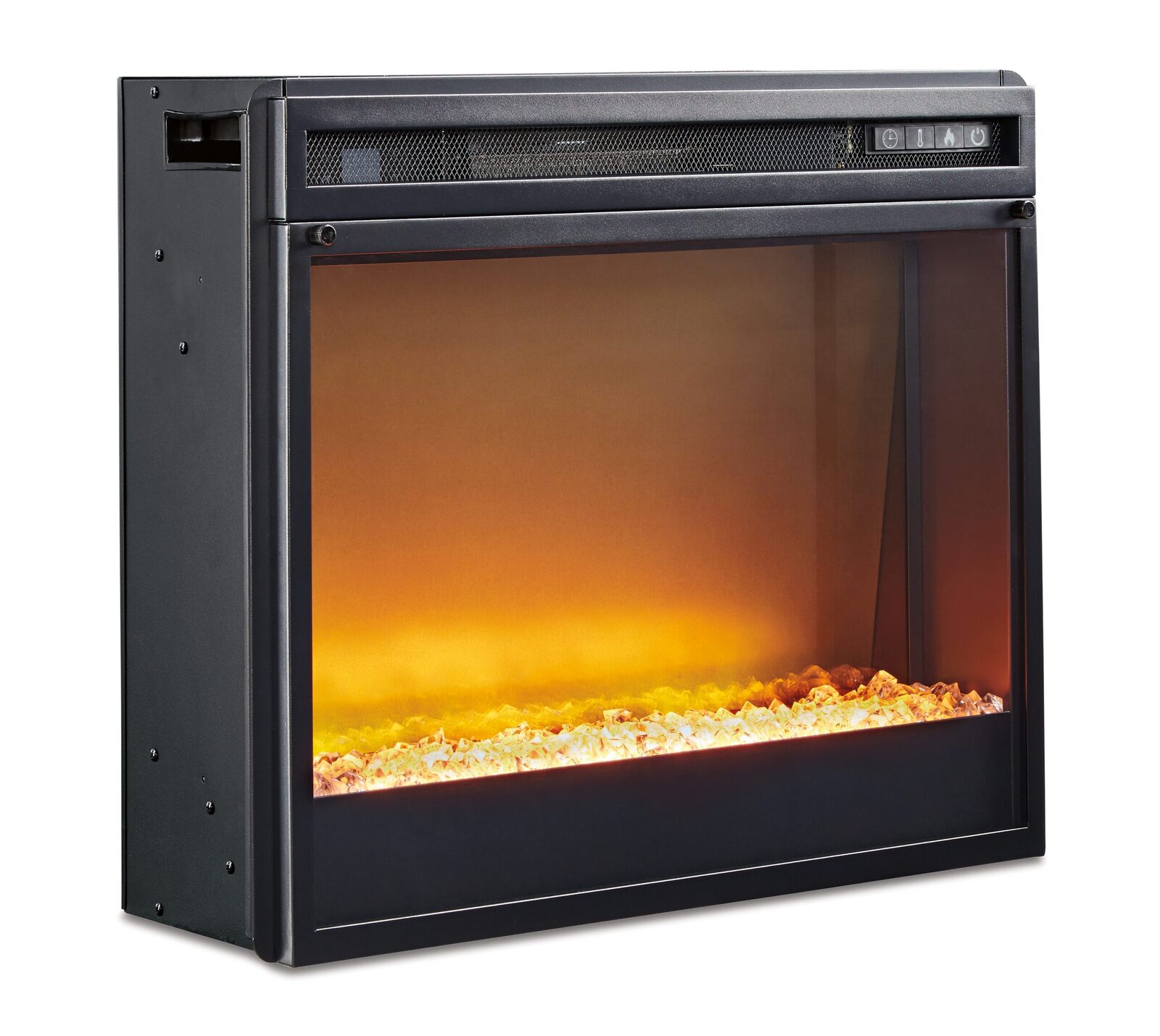 Entertainment Accessories - Fireplace Insert Glass/Stone - Black - Image 7