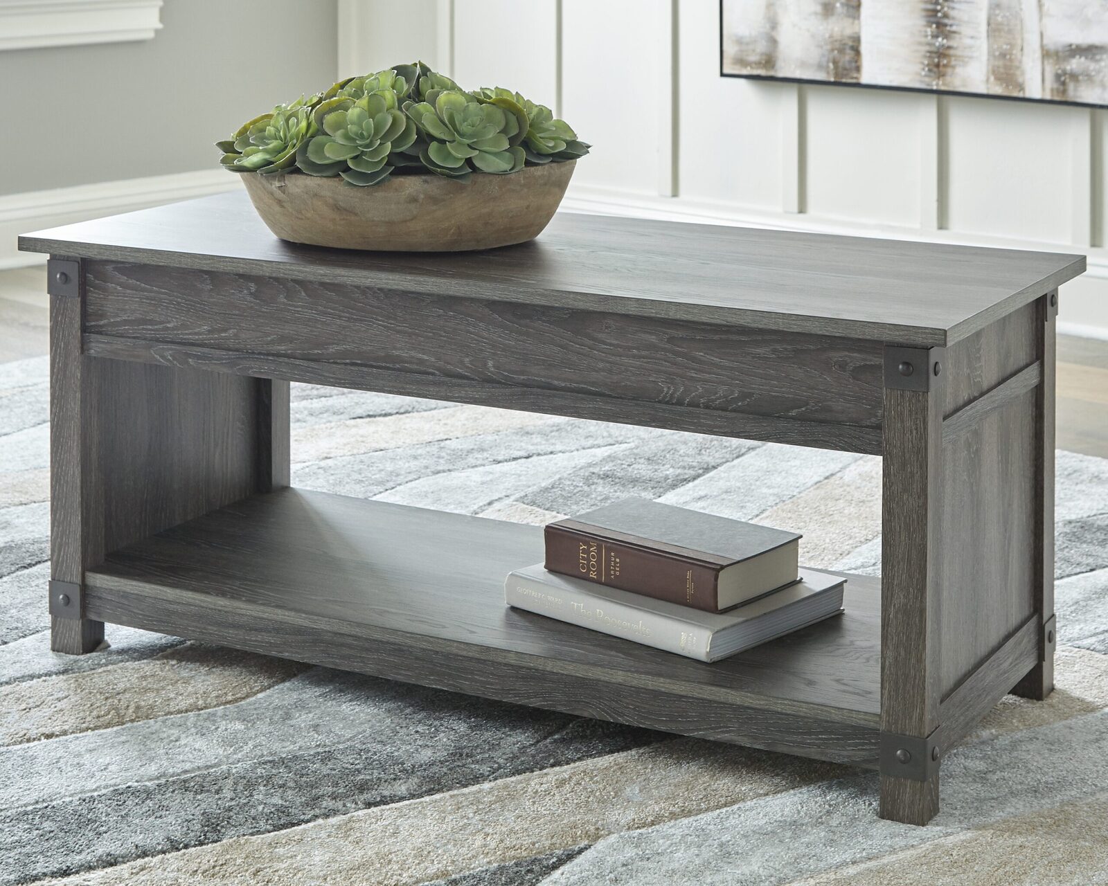 Freedan - Rect Lift Top Cocktail Table - Grayish Brown - Image 2