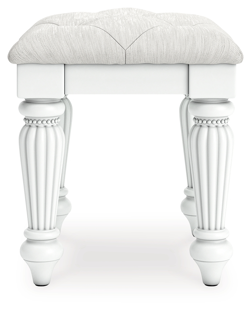 Kozlani - Vanity Upholstered Stool - White - Image 3