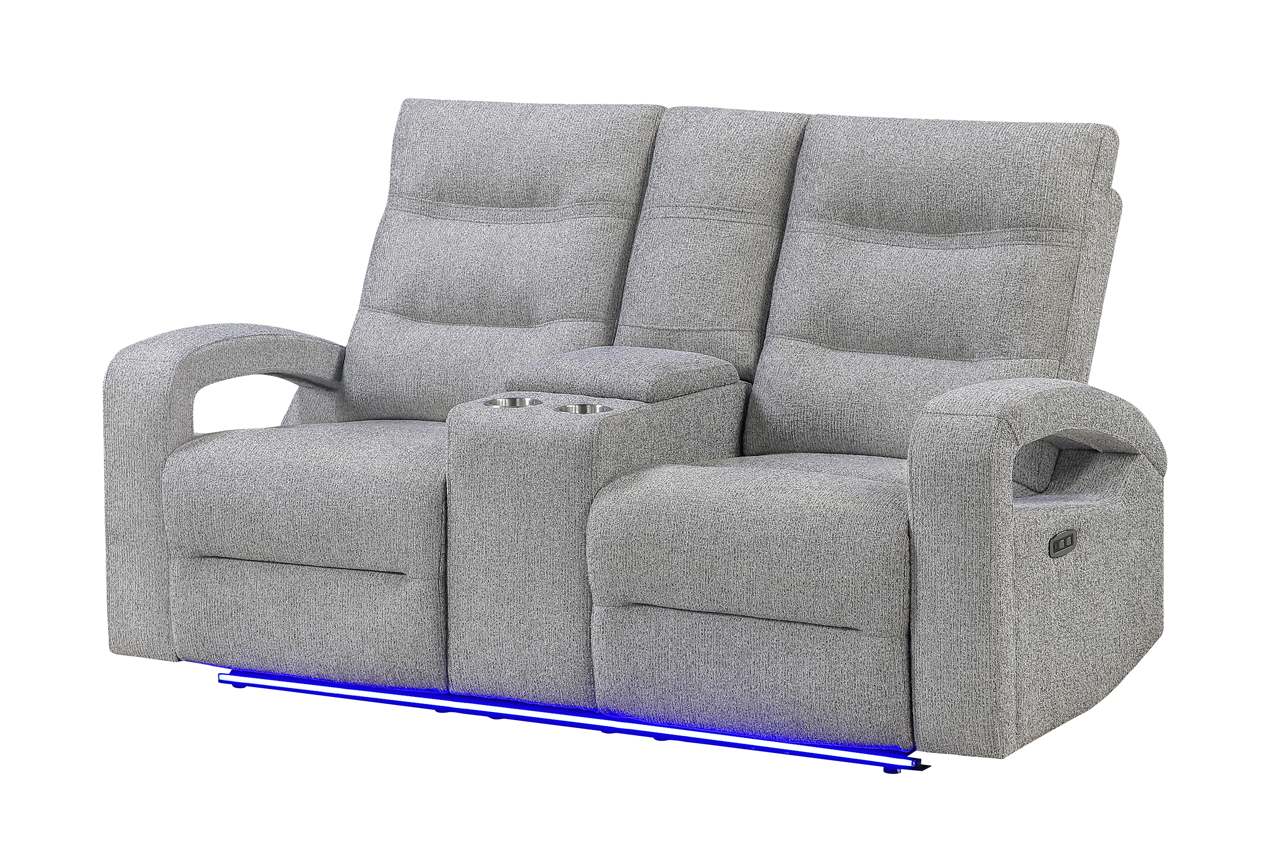U6611 - Power Console Reclining Loveseat With LED - Dark Gray - Image 4