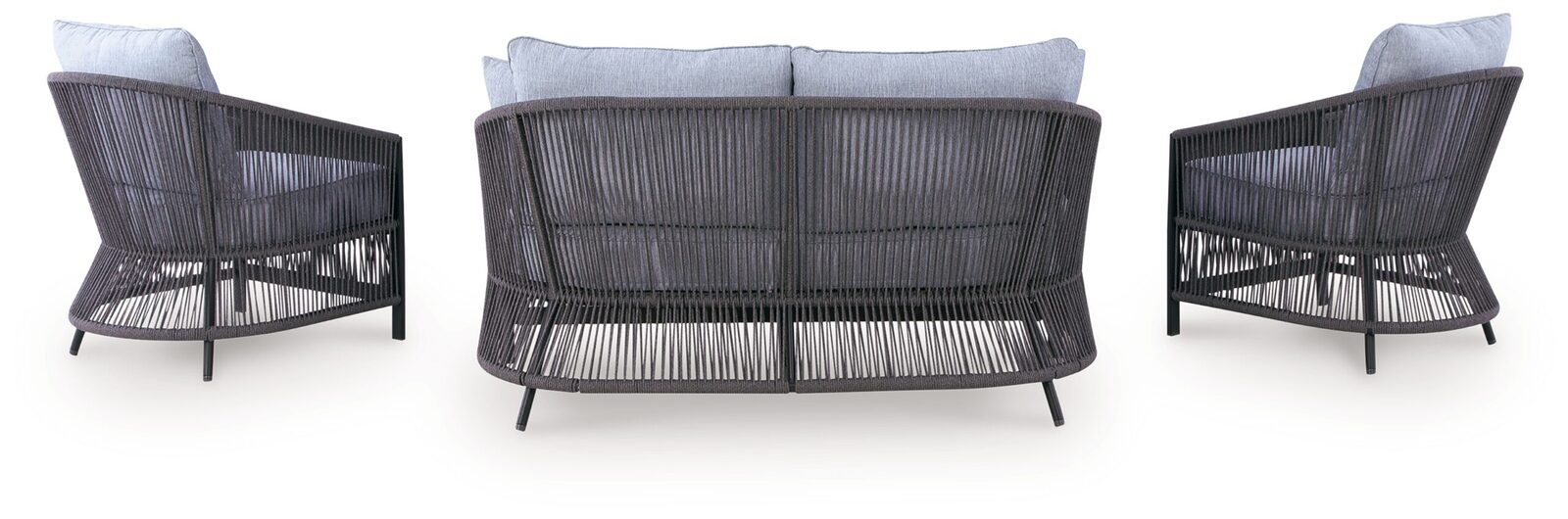 Bridges Beach - Loveseat, Lounge Chairs, Table Set (Set of 4) - Gray - Image 4