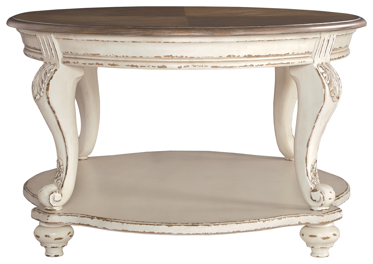Realyn - Oval Cocktail Table - White / Brown - Image 3