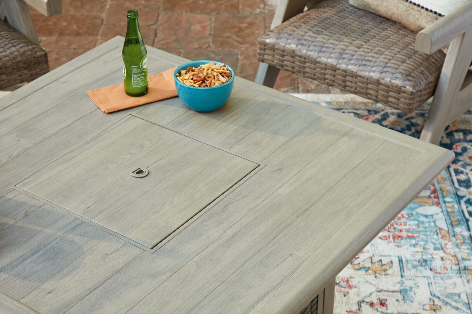 Cliff Trails - Square Fire Pit Table - Beige - Image 8