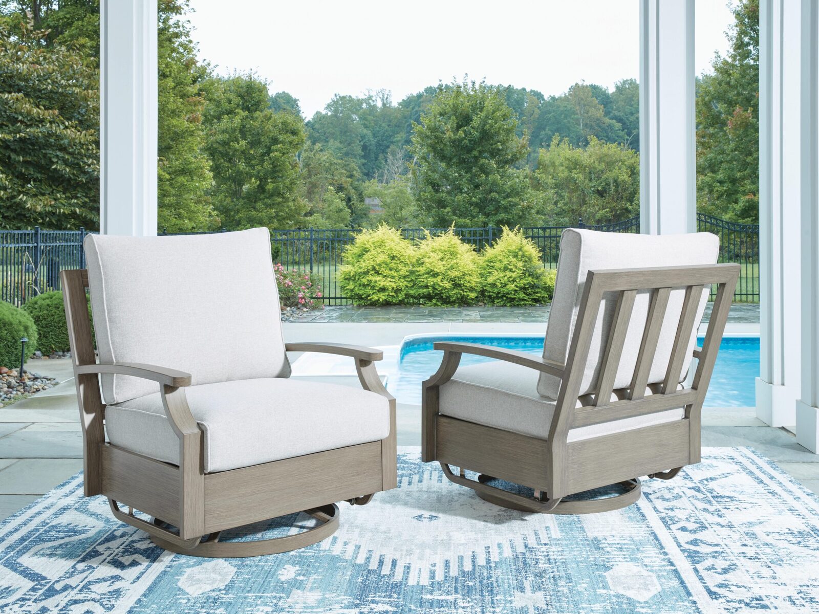 Rainier Ranch - Swivel Glider Chair With Cushion - Brown / Beige - Image 2