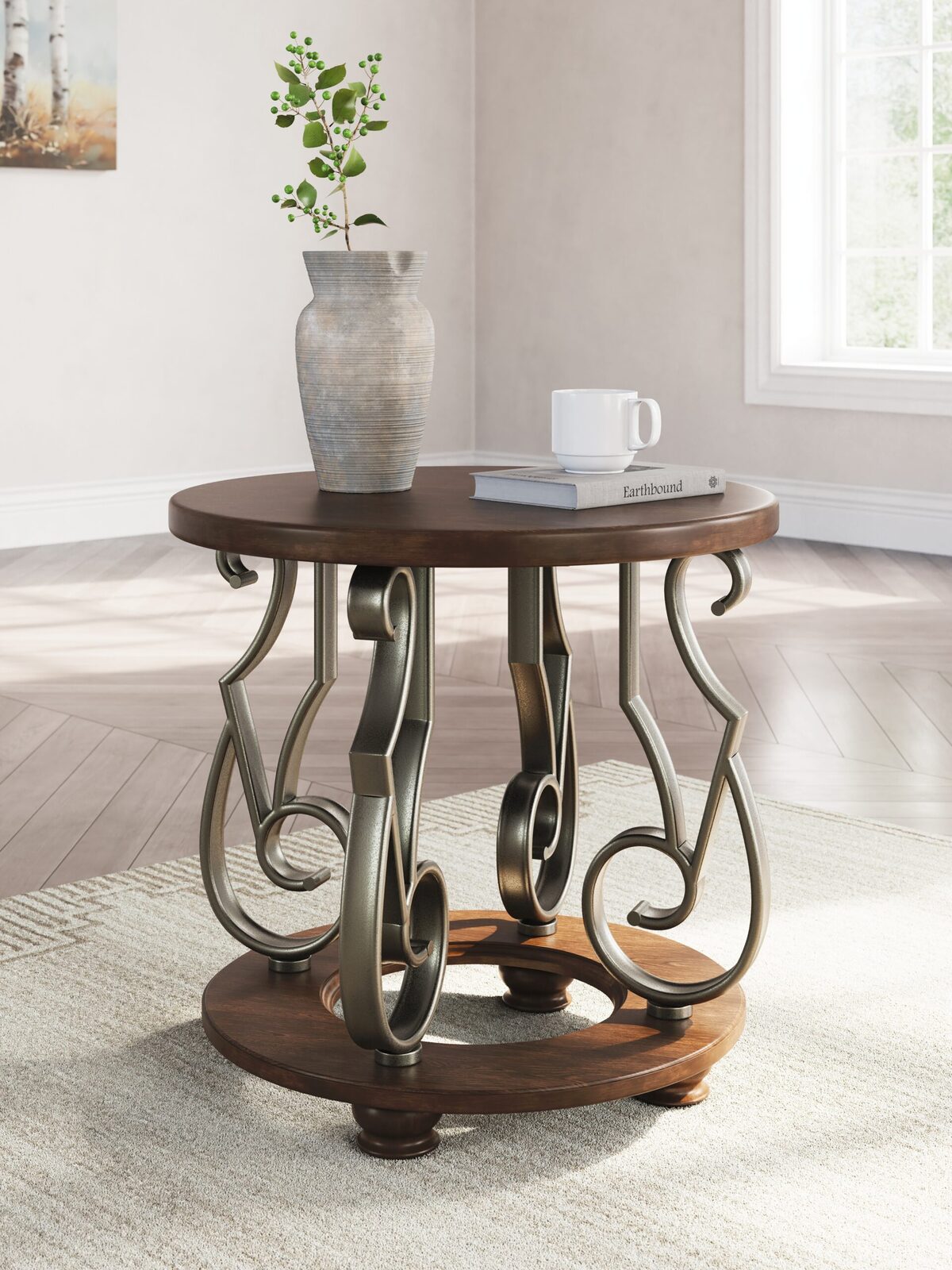 Frallyn - Round End Table - Dark Brown - Image 2