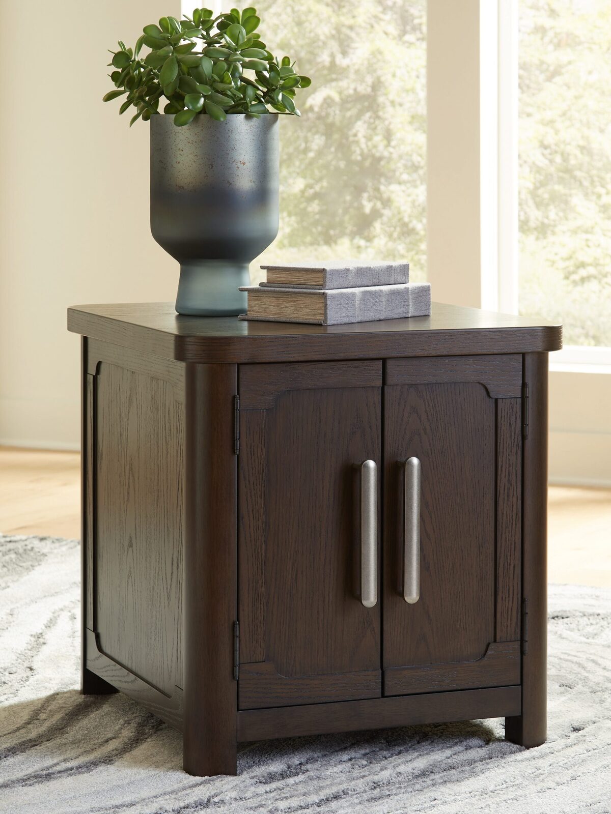 Breckington - Rectangular 2-door End Table - Dark Brown - Image 2
