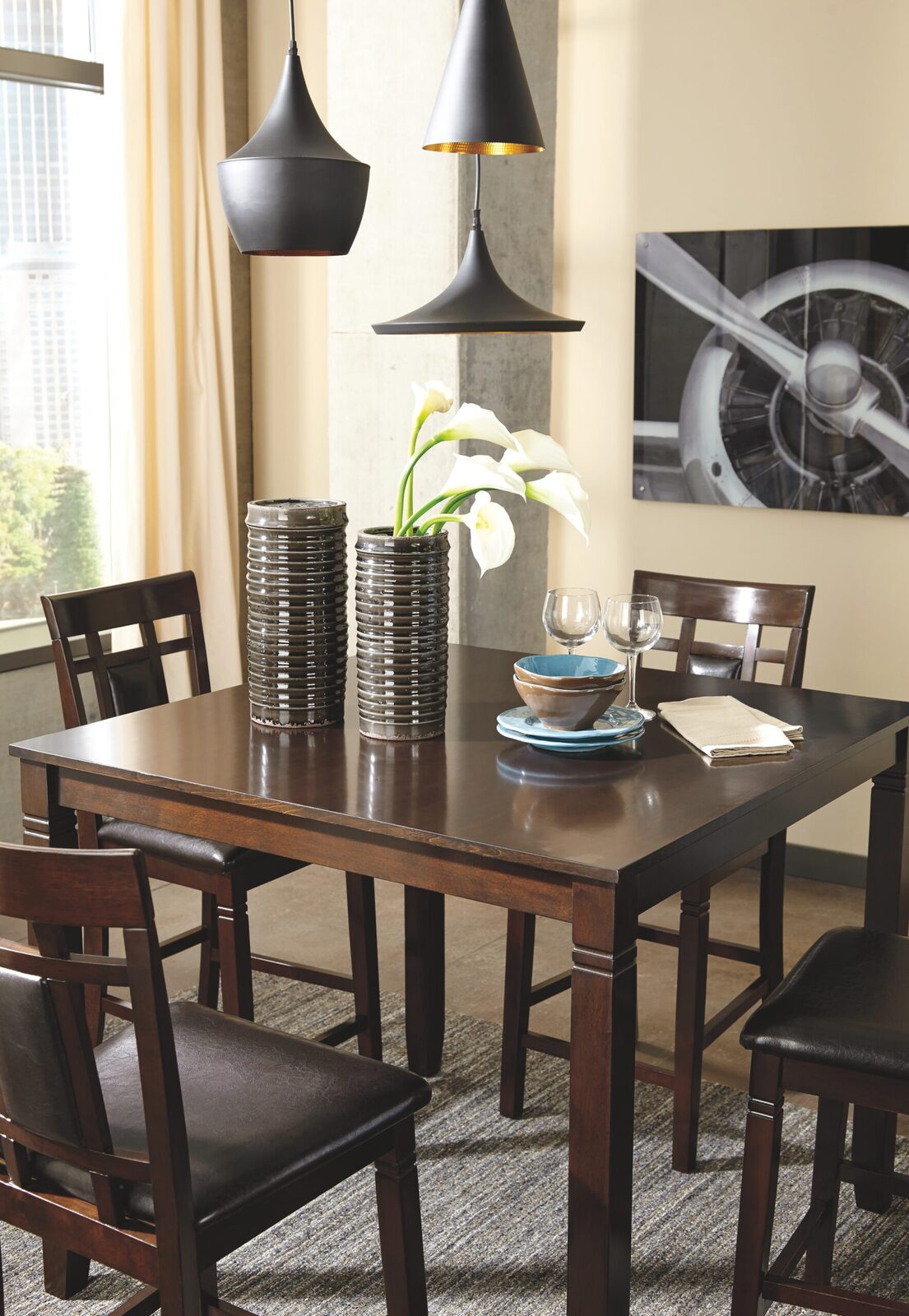 Bennox - DRM Counter Table Set (Set of 5) - Brown - Image 3