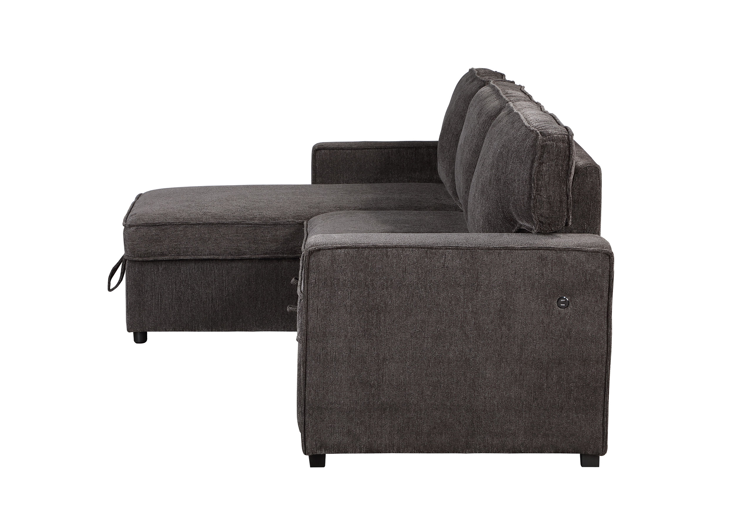 U0203 - Reversible Pull Out Fabric Sofa Bed - Dark Gray - Image 7