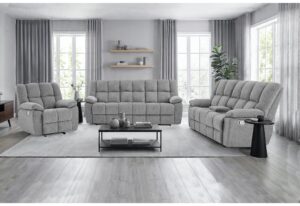 U6000 - 3 Piece Living Room Set (Reclining Sofa / Reclining Console Loveseat / Glider Recliner) - Smoke