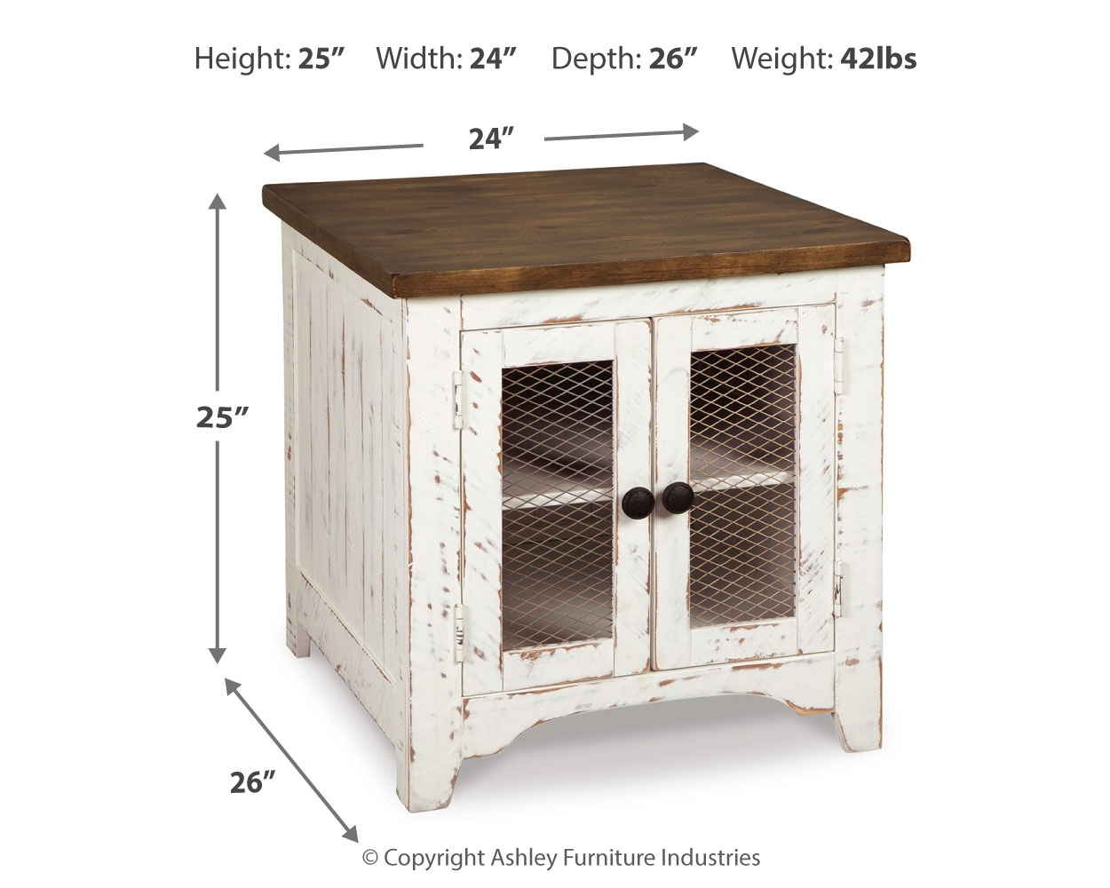 Wystfield - Rectangular End Table - 2 Doors - White / Brown - Image 4