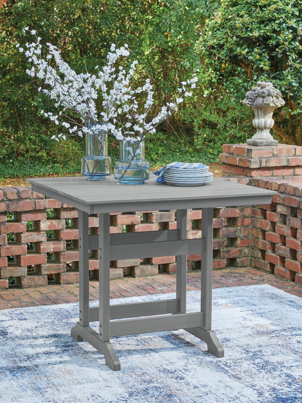 Sanctuary Beach - Square Counter Table With Umbrella Option - Dark Gray - Image 2