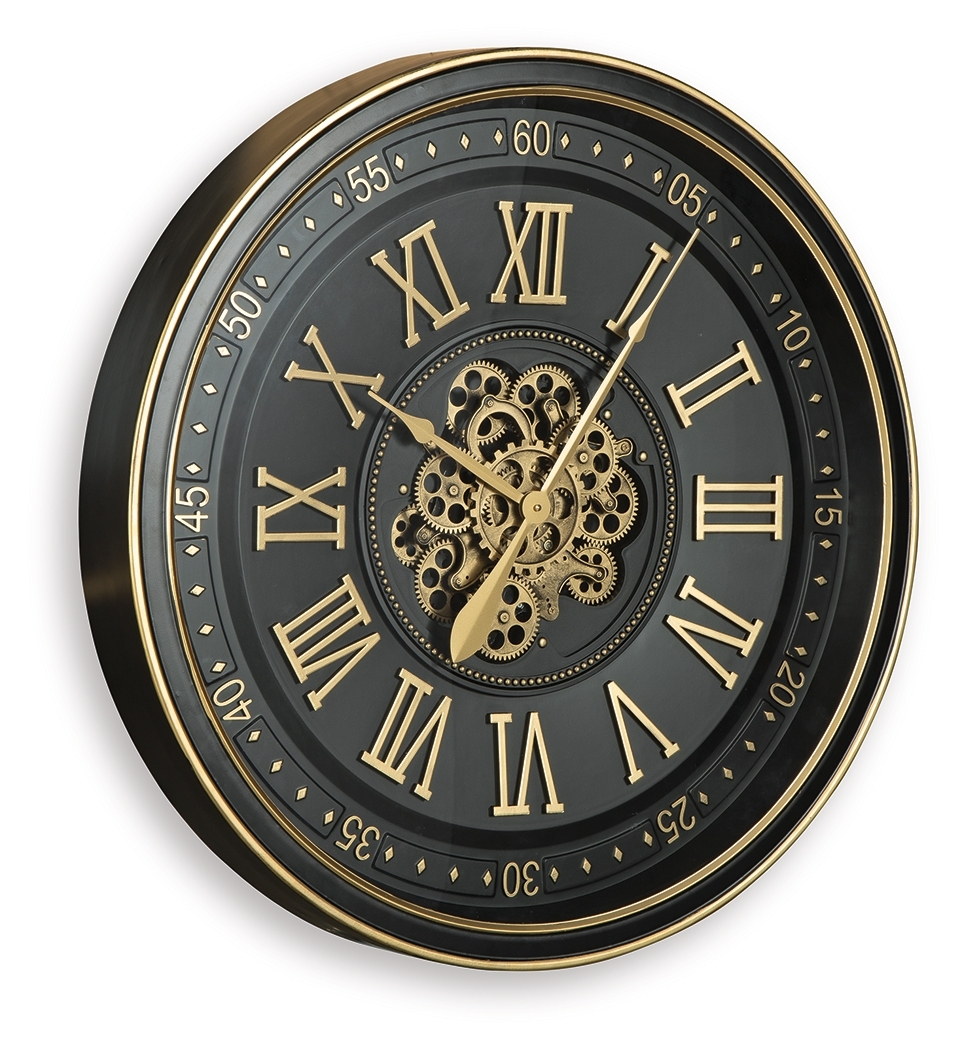 Dairton - Wall Clock - Black / Gold Finish - Image 3