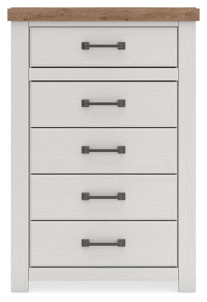 Savonport - Five Drawer Chest - White / Brown - Image 3