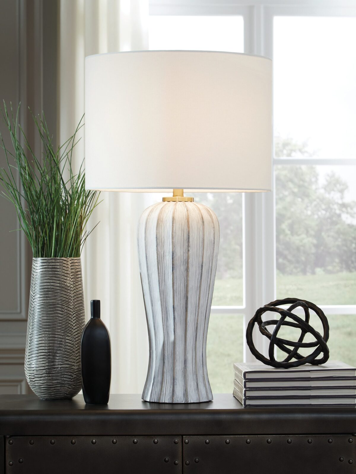 Lanwell - Poly Table Lamp - Antique Gray - Image 2
