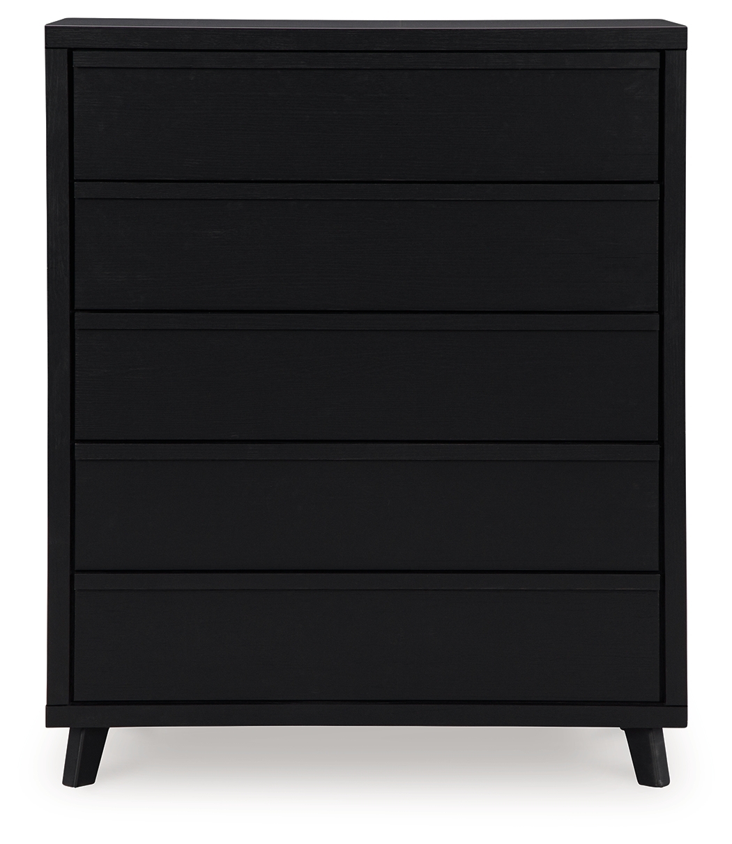 Danziar - Five Drawer Wide Chest - Black - Image 4