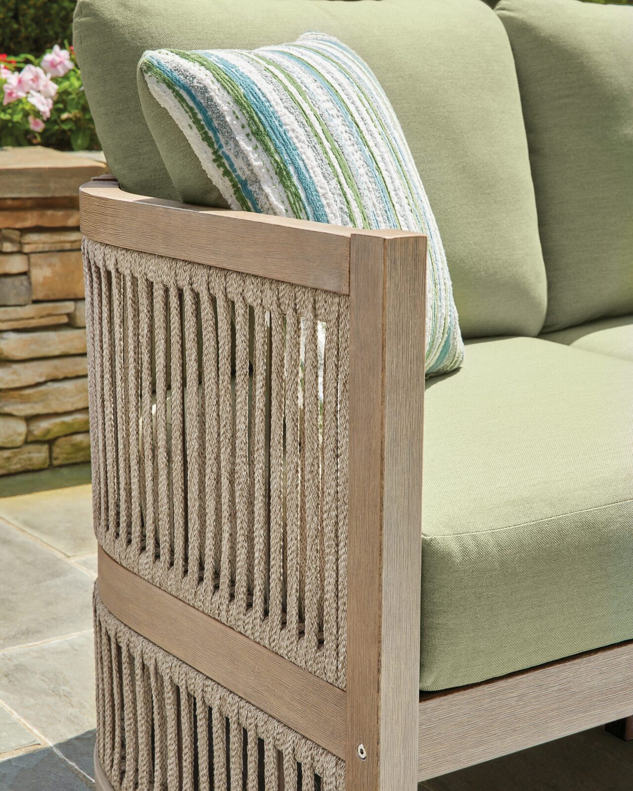Serena Shores - Sofa With Cushion - Beige / Green - Image 6