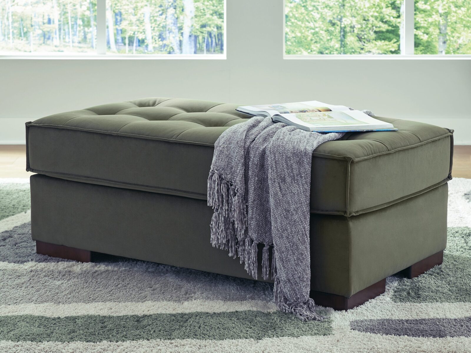 Caspian-Town - Oversized Accent Ottoman - Olive - Image 2