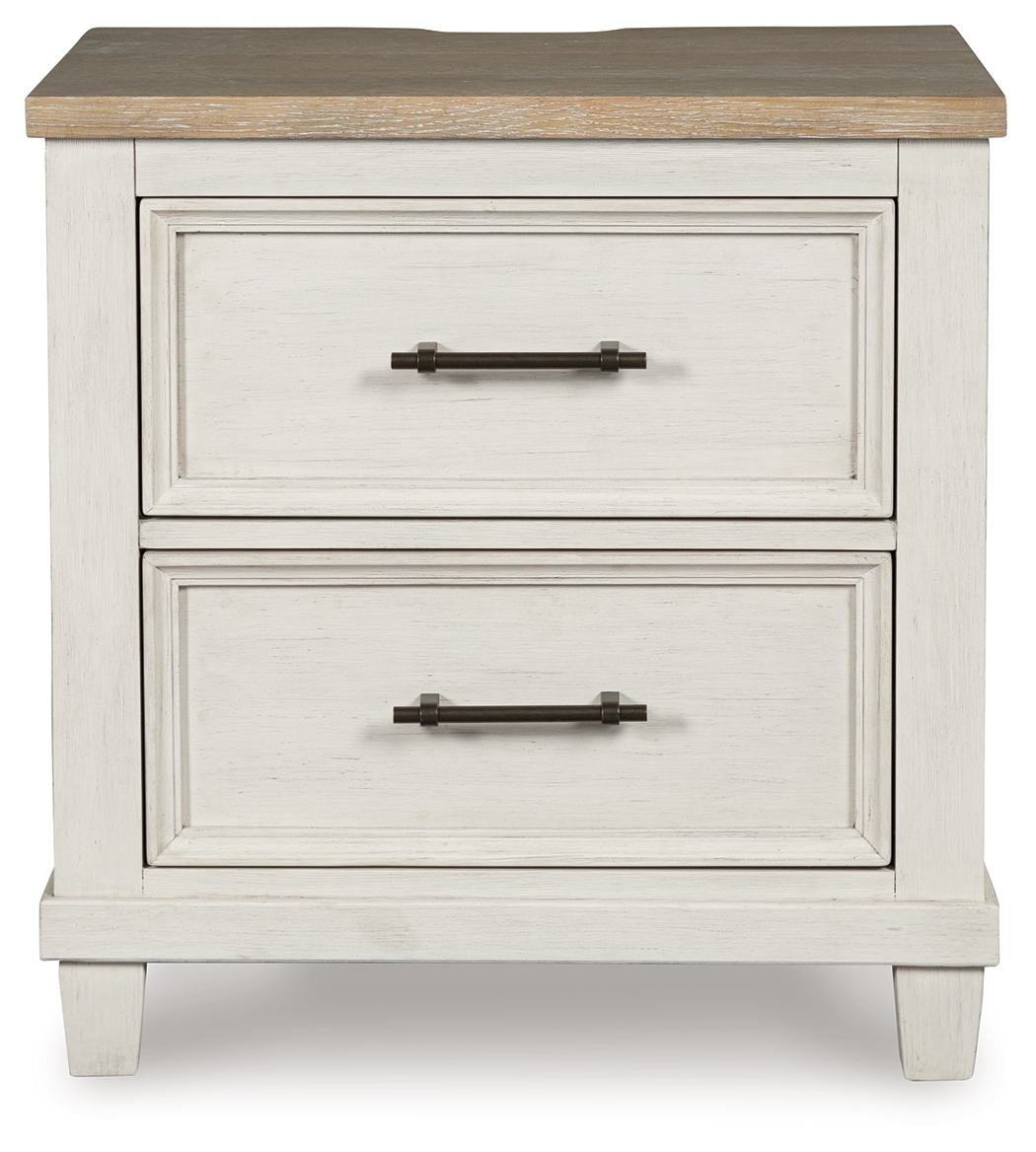 Shaybrock - Two Drawer Night Stand - Antique White / Brown - Image 4