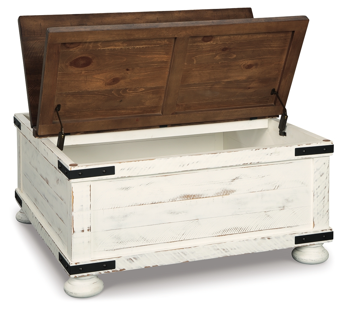 Wystfield - Cocktail Table with Storage - White / Brown - Image 3