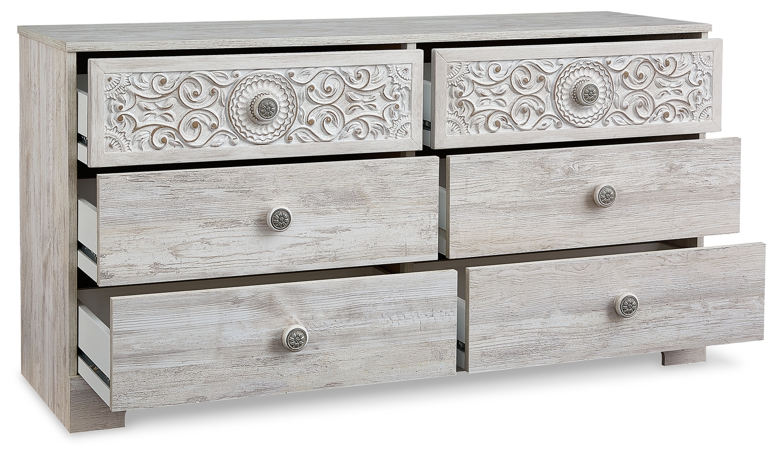 Paxberry - Six Drawer Dresser - Weatherworn - Whitewash - Image 3
