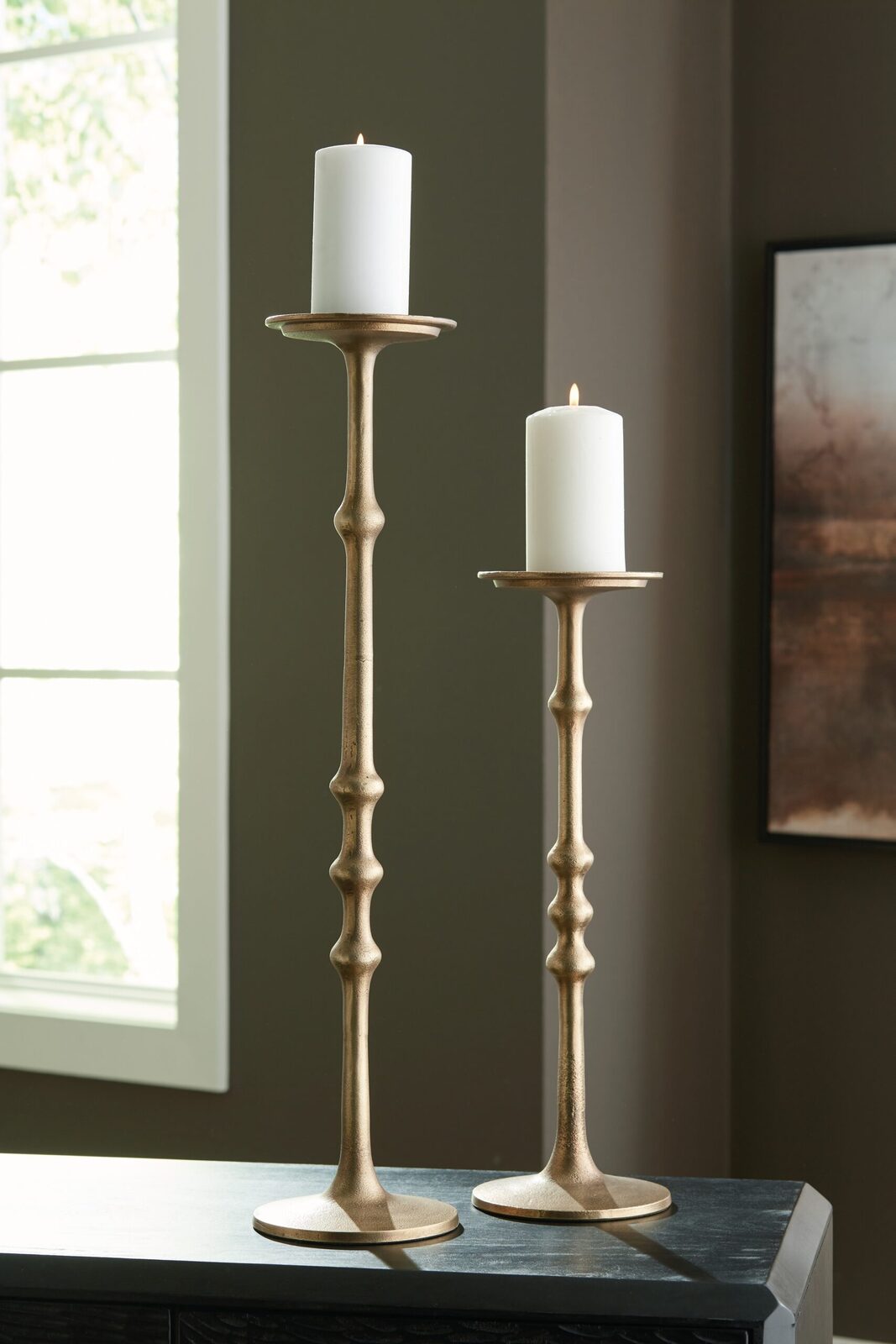 Larwick - Candle Holder Set (Set of 2) - Antique Brass Finish - Image 2