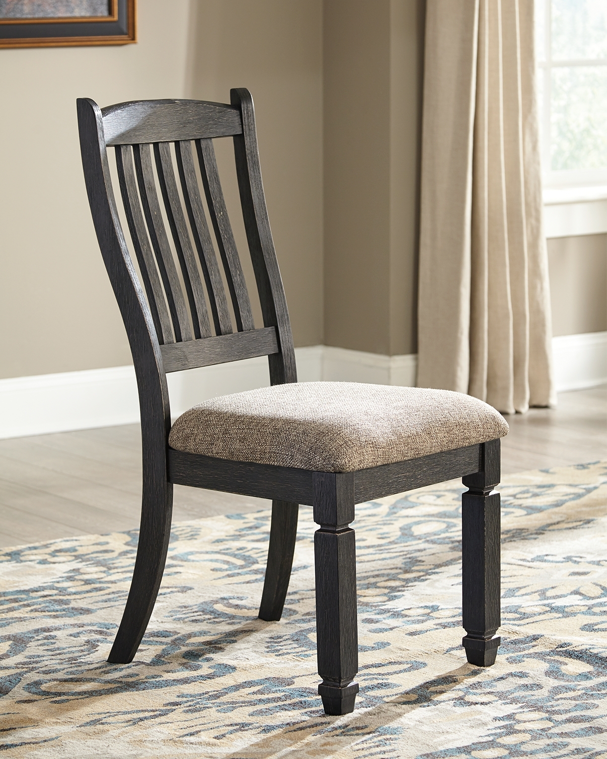 Tyler Creek - Dining UPH Side Chair (Set of 2) - Slatback - Black / Grayish Brown - Image 2