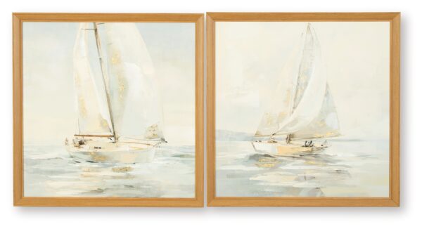 Winbrook - Wall Art Set (Set of 2) - Gray / Tan / Gold Finish